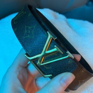 Louis Vuitton Monogram Belt with Gold LV Buckle 80/32